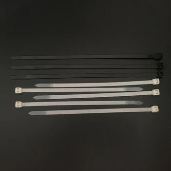8*350mm 8x350mm (6,5 mm-es Szélesség) Fekete-Fehér Hálózati Vezeték String én-Zár Nylon Műanyag Szíj Wrap Rögzítse karperecet Kábel Döntetlen