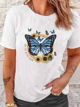 Pillangó Trend Édes 90-es Grafikus T-shirt Póló Top Divat Női Rövid Ujjú Nyomtatás Tshirt Nyári Tavaszi Nyomtatás Ruházat