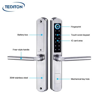 Tediton IP64 Vízálló TTlock APP WiFi Ellenőrzési Okos Ujjlenyomat-Alumínium Ajtó Zár