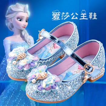gyerek cipő Lány Szandál Fagyasztott 2 Elsa Hercegnő Cipő kislányoknak Kristály Cipő Gyermekek Magas Sarkú Kifutón Show Cipő