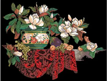  gyönyörű csokrot magnolia 56-44 jelezni 16CT 14CT 18CT DIY keresztszemes Készletek Kereszt-öltés Készletek Hímzés, Kézimunka