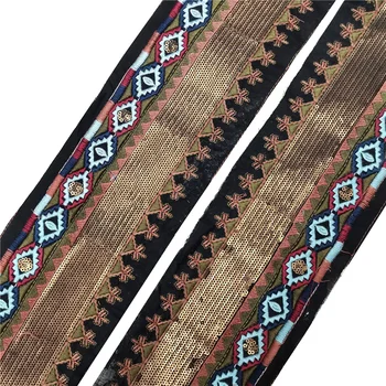 1yard Embroideried Csipke Kárpitok Szalag Varrás Kellékek Etnikai Ruhát Táska, Cipő, Dekoráció Flitterekkel DIY