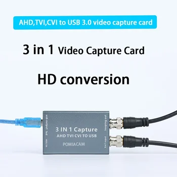 3 az 1-AHD-USB 3.0 Videó-digitalizáló Kártya 1080P HD 60fps Capture Kártya Videó Felvétel TVI CVI Videó Kártya Támogatás Hurok Ki