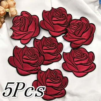 5Pc Új Rózsa Matricák Vas Ruhával Javítás Javítás High-end Ruha Kiegészítők Szövet Javítás Multi-színezett Rózsa Ragasztó Tapasz