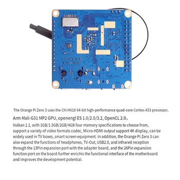 A Narancs Pi Nulla 3 Egyszemélyes fedélzeti Számítógép 4 GB H618 Chip Wifi-BT5.0 LPDDR4 Gigabit Narancs Pi Zero3 Fejlesztési Tanács Kit Tartós