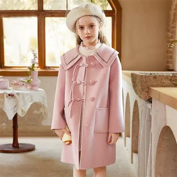 A lányok Gyapjú Kabát Kabát Kabát Szélfogó 2024 Rózsaszín Meleg Plusz Sűrűsödik Őszi Téli Pamut Iskola, Gyermek Ruházat
