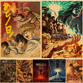 Anime Támadás Titán Az Utolsó Évad 2 Rész Plakátok Retro nátronpapír Vintage Szoba Fali Dekoráció Nyomtatás Esztétikai Művészeti Festmény