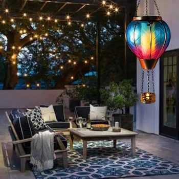 Art & Ajándék Napenergia Hőlégballon Lámpa, függesztett Napelemes LED Vízálló, Hordozható Dekoratív