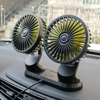 Autó rajongó USBMini kétfejű rajongó Autó levegő kilépő aromaterápiás ventilátor, Universal rázta fejét