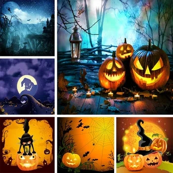 Boldog Halloween fotózás Hátteret, Gonosz, Szörnyű Tök Lámpás Zászló Gyermek Születésnapi Party Fotó Stúdió Háttér Fotó Kellék