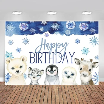 Boldog Születésnapot Hátteret Fotózás Téli Hó Állatok Háttér Kék Hópehely Pingvin Tengeri Oroszlán Pecsét Gyerekek Baba Fél