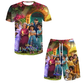 Disney Encanto 3D Nyomtatott Nő Férfi T-shirt Beállítja a Gyerekek Alkalmi Lélegző Ruházat Harajuku Beach Nadrág Szett