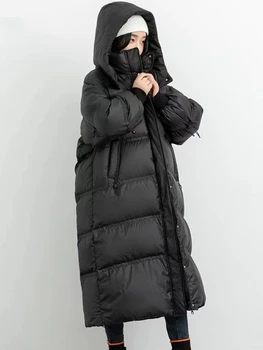 Divat Trend Luxury2023 Téli Női Hosszú Kabát Kapucnis koreai Megvastagodott Laza Női Kabátok Hölgy Outwear Múmia Ruhák