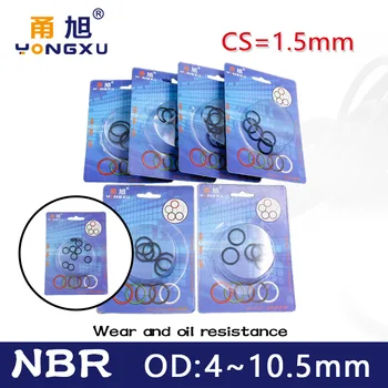 Dobozos nitril gumi NBR tömítés O-gyűrű vastagsága CS 1,5 mm OD 4/4.5/5/5.5/6/6.5/7/7.5/8/8.5/9/9.5/10/10.5 mm Tömítés oring Vízálló