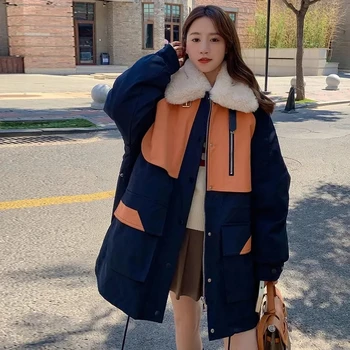 Elegáns Téli Kabátok Női 2024-es Őszi Téli Pamut Kabát Új koreai Hajtóka Plüss Vastag Derék Zubbonyok Lányok Felsőruházat 19