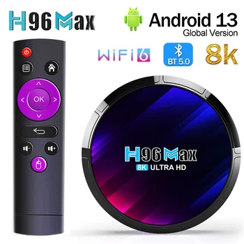 H96 MAX RK3528 Android 13.0 Smart TV Box Wifi 6 8K 4 GB 64 gb-os 100M USB3.0 2.4 G&5G Kettős Wifi BT5.0 2GB16GB Set Top Box médialejátszó