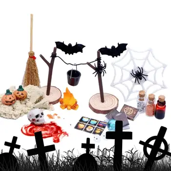 Halloween Babaház Kit 27 Darab Sütőtök Koponyák Fej Ütő Figura Készlet Mini Halloween Kerti Táj Babaház Tartozékok