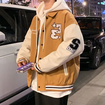 Hímzett High Street Mosott Pamut Férfi Kabát Laza Divat Kapcsolja Le A Gallér Férfi Tavaszi Kabát Koreai Ruházat