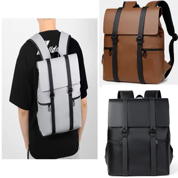 Ingázó hátizsák férfi PU bőr, vízálló, nagy kapacitás diák hátizsák üzleti könnyű laptop hátizsák, utazótáska
