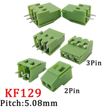 KF129 5.08 mm Spliceable Csavaros Csatlakozók Csatlakozó 5.08 mm-es Pályán 2/3 Pin Egyenes Tűt PCB Csavaros sorkapocs Csatlakozó, Zöld