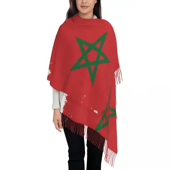 Marokkói Zászló Sál a Tassel Testreszabható, Nyomtatás, Meleg, Puha Kendő Wrpas Unisex Új Design Sálat, Pakolások Őszi y2k Vicces Köpeny