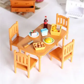 Mini Étkező Asztal Kiváló Minőségű Szimuláció 1:12 Méretarányú Tér Asztalok Minimalista Kombináció 1:12 Babaház Dekoráció