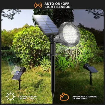 Napenergia Spot lámpa Kültéri, Solar Kültéri Világítás, Auto On/Off IP67 Vízálló Napenergia Udvaron Reflektorfénybe Táj