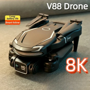 V88 Drón 8K Szakmai HD WiFi légifényképezés Elkerülése Dual Kamera 5G GPS Quadrotor Felnőtteknek, Gyerekeknek Játékok
