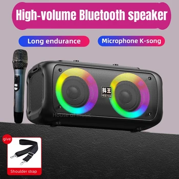 Vezeték nélküli Bluetooth Audio Kültéri Hordozható 120 w-os Csúcs Nagy teljesítményű Mélynyomó Haza Karaoke Hangszórók Mikrofon Hosszú Akkumulátor élettartam