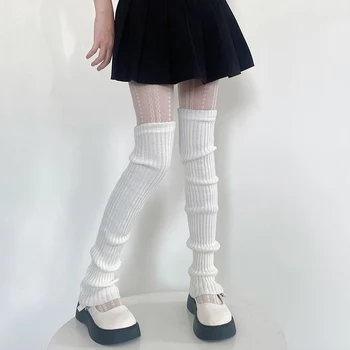 Vége Térd Japán JK Egységes Nők lábmelegítő Lolita Téli Lány Nők Kötött Boot Harisnya felhalmozódik Zokni Láb Felmelegedés Borító