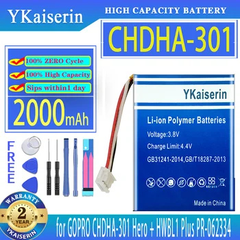 YKaiserin Akkumulátor CHDHA301 2000mAh a GOPro Profi CHDHA-301 Hős + HWBL1 Plusz HWBL 1 Plusz 1Plus PR-062334 Volta