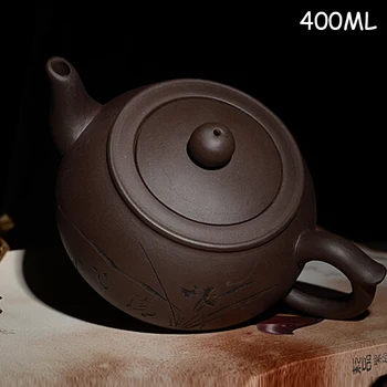 Yixing autentikus kézműves teáskanna érc lila agyag nagy kapacitású 400 ml kiváló minőségű ajándék teáskanna