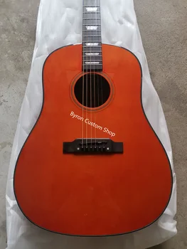 ingyenes szállítás J45 stílus egyéni gitár bolt orange akusztikus gitár lejtő válla szakmai 6 húros gitár