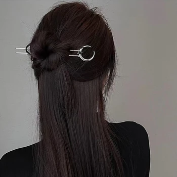 Évjárat Crescent Moon Haj Botok A Nők Egyszerű Kínai U-Alakú Hajtűket Lemez Hairsticks Fejdísz Haj Tartozékok