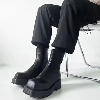 Új Kézzel készített Cipő Női Luxus angol Platform Chelsea Boots Férfi Divatos Stílus Magas Felső Rövid Csizma