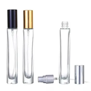 Üveg Parfüm Spray Üveg, Szögletes, Átlátszó Folyadék, Porlasztó, Alumínium Fedő 10ml Kozmetikai Konténer Hidratáló