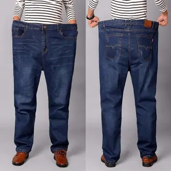 Őszi Új Extra Nagy Jeans Férfi Kövér Plus Férfi Laza Egyenes Láb Magas Derék Rugalmas Kövér Fickó Nadrág